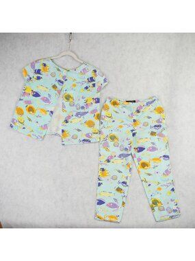 ICEBERG Womens Two-Piece Set Tropical Fish Print Short-Sleeve Top & Pants Sz 42